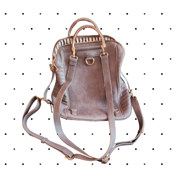 Grey Backpack purse with carry handles and adjustable straps - Picture 7 of 7